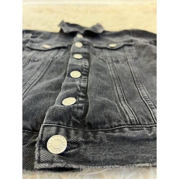 AGOLDE Women’s Black Vivian Cropped Denim Jean Jacket Size XS Distressed - Picture 8 of 11